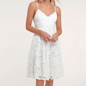 White Sleeveless Lace Midi Dress NWT